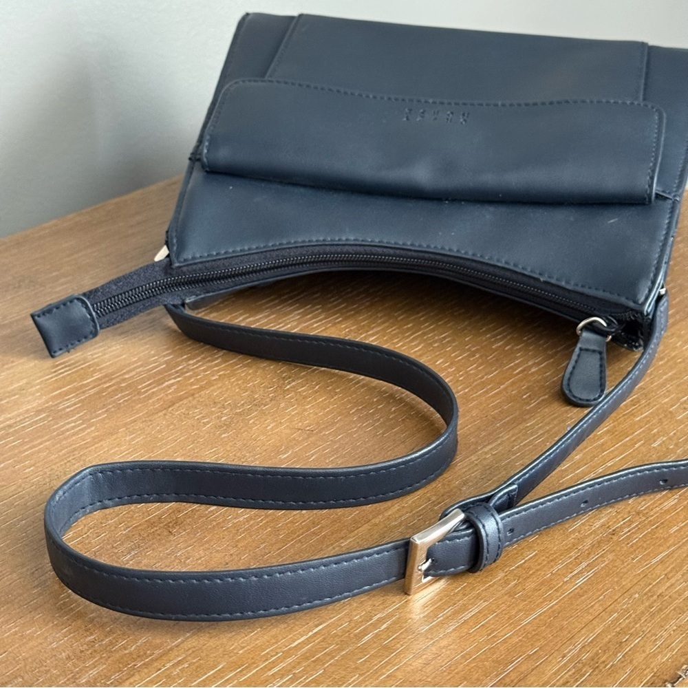 Navy Crazy Horse Minimalist Shoulder Bag - Picture 6 of 12